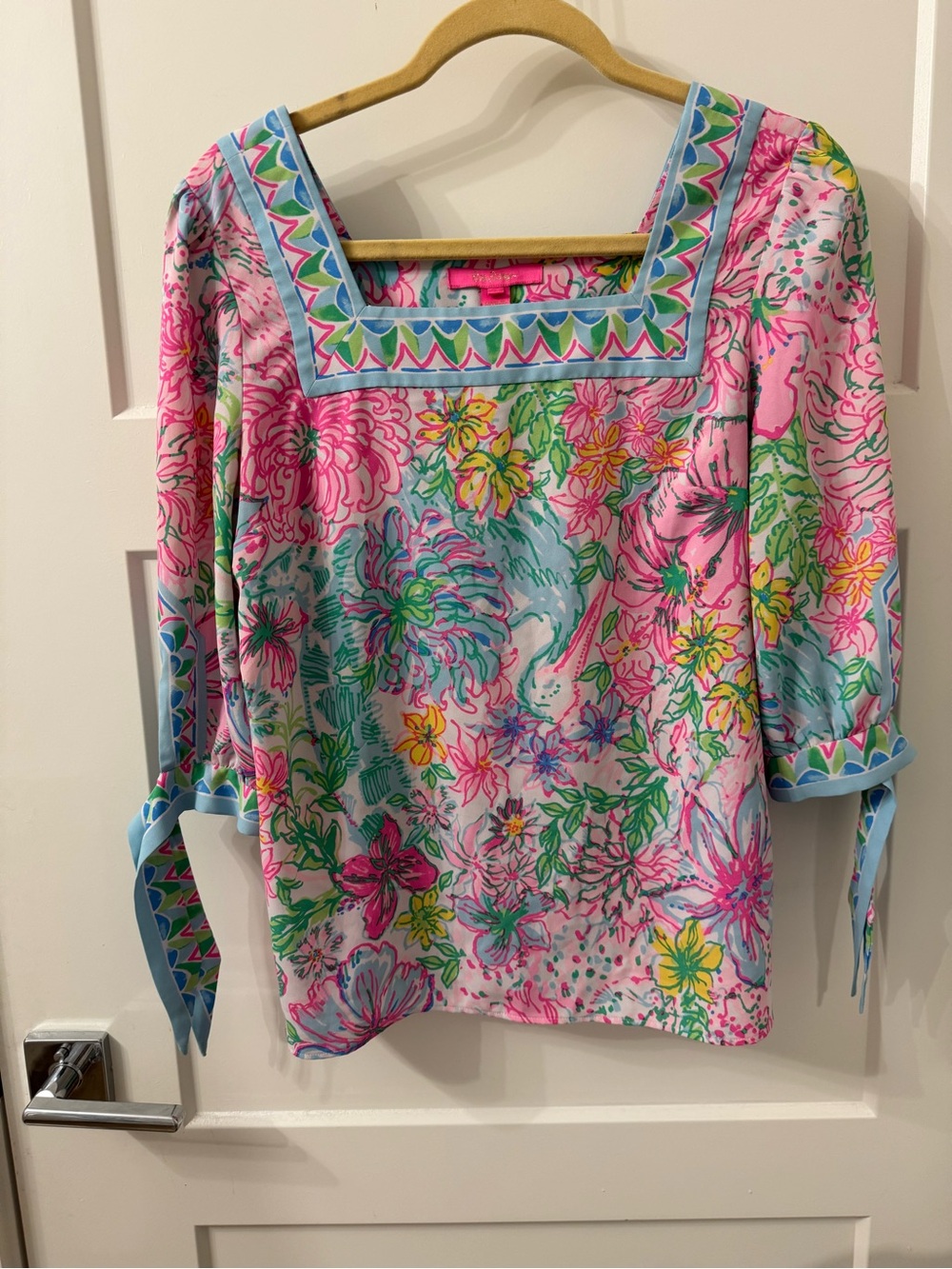 Lilly Pulitzer Pink Multi Floral Square-Neck Blouse